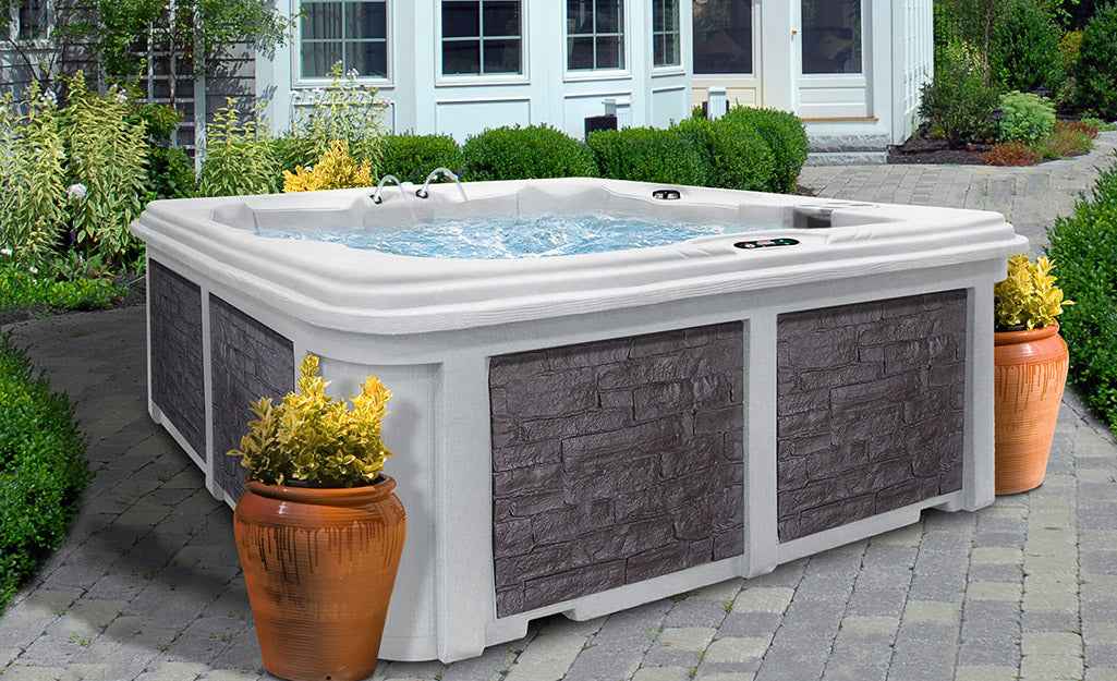 Aspen Spas Arcadia Luxury Hot Tub – 8' Spa 7 Adults with Dual Captain’s Chairs & Open Footwell - Hot Tubs