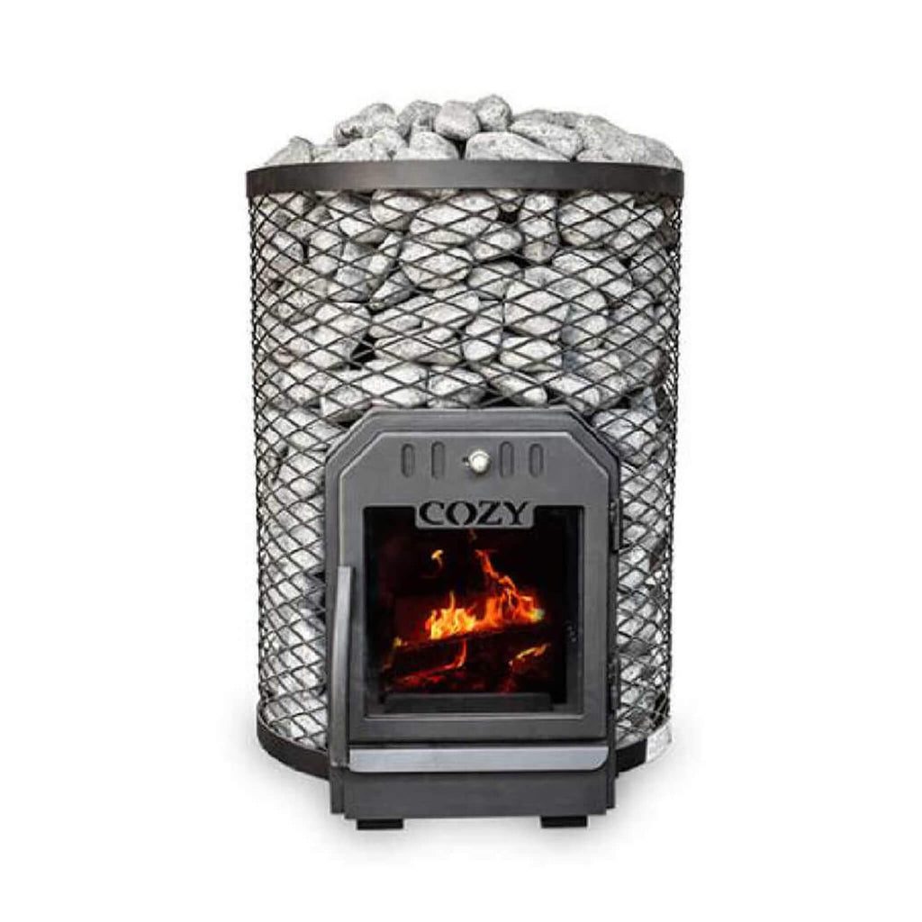 COZY HEAT COZY O Floor Mount Wood-Burning Sauna Stove With Sauna Stones - Wood-Burning Sauna Heater