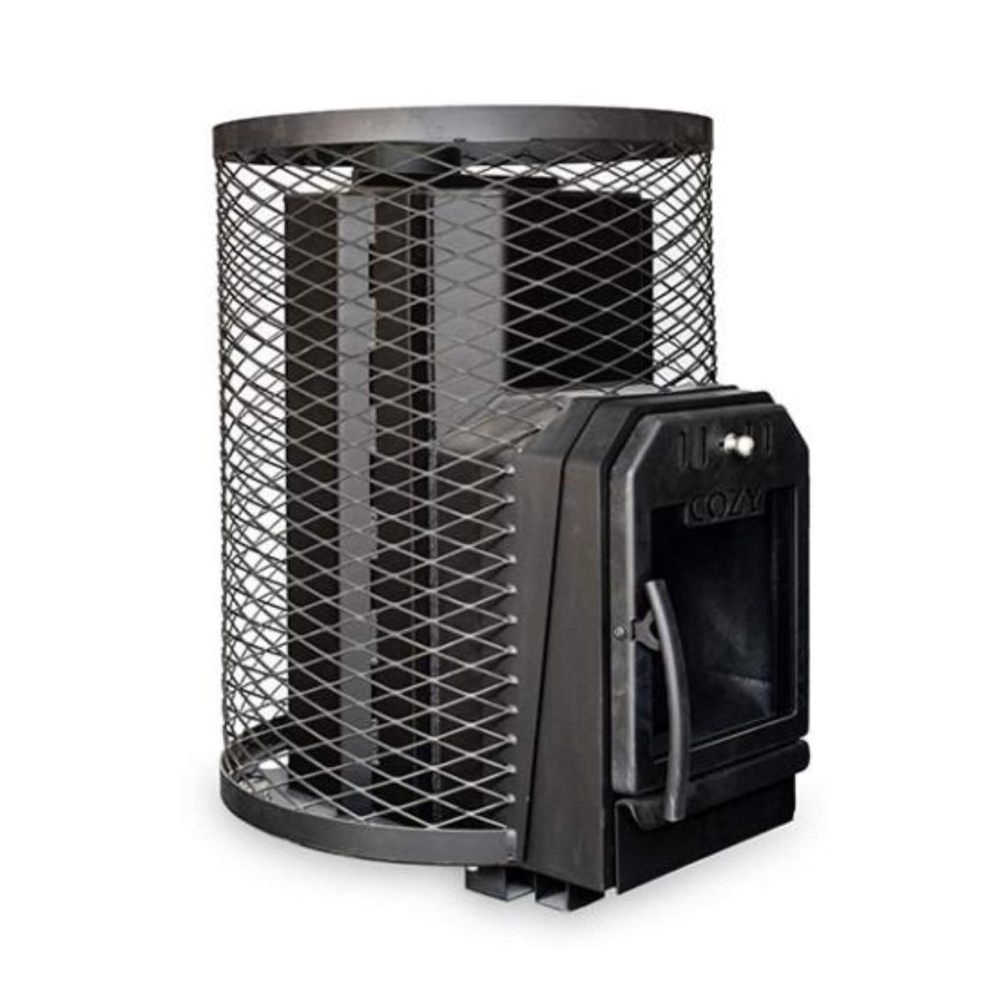 COZY HEAT COZY O-TW Thru-Wall Wood Burning Sauna Stove With Sauna Stones - Wood-Burning Sauna Heater