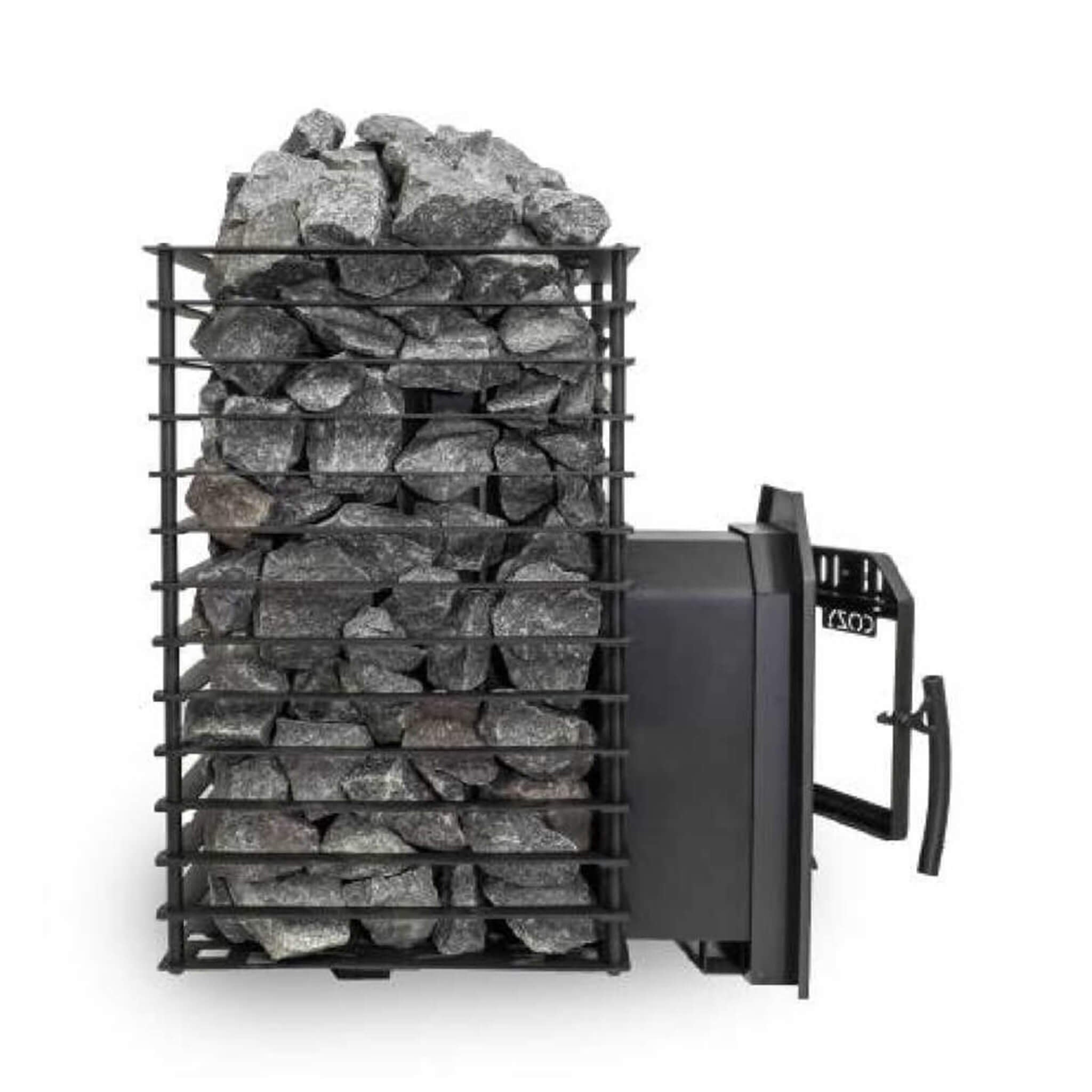 COZY HEAT COZY Quattro TW Thru-Wall Square Style Sauna Stove With Sauna Stones - Wood-Burning Sauna Heater
