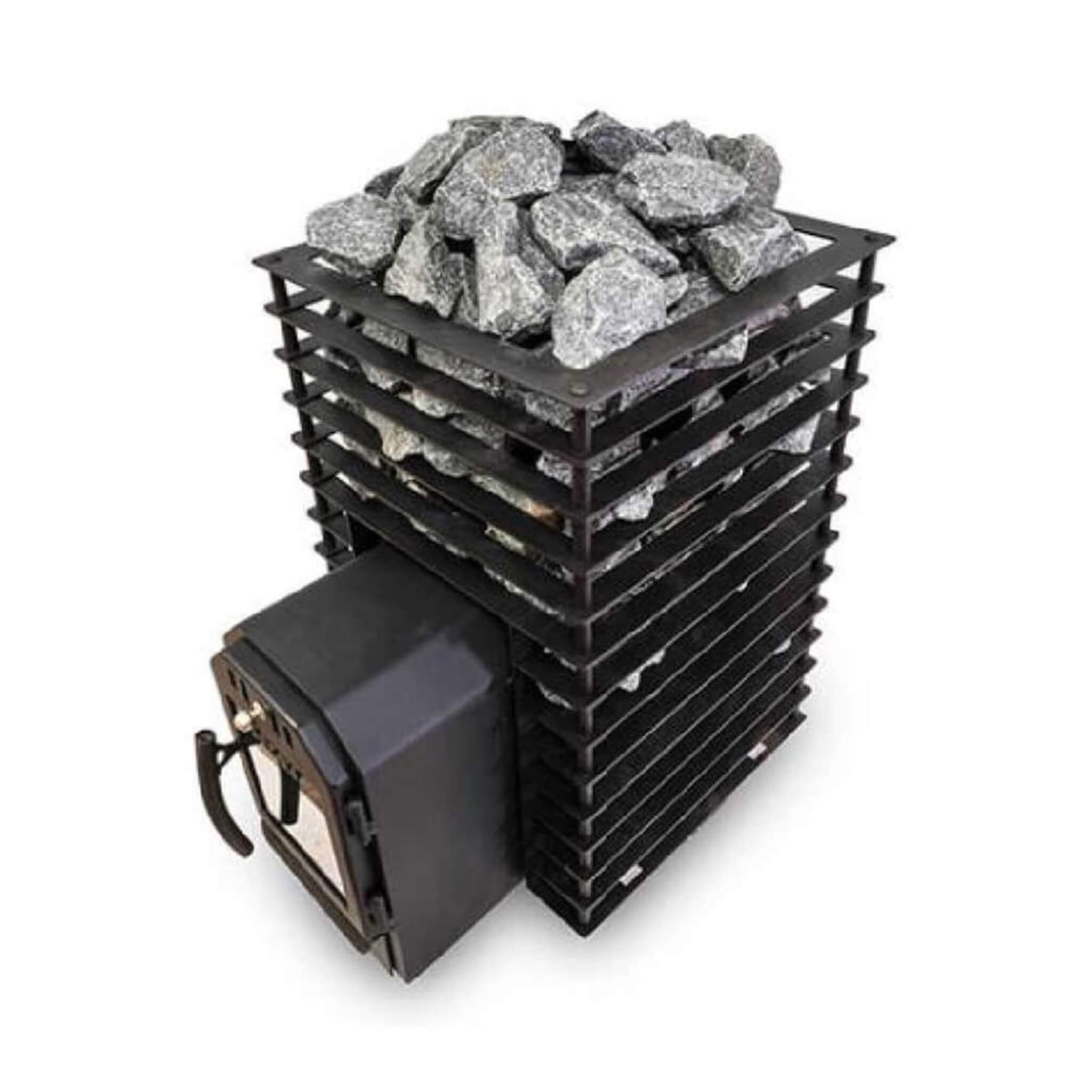 COZY HEAT COZY Quattro TW Thru-Wall Square Style Sauna Stove With Sauna Stones - Wood-Burning Sauna Heater