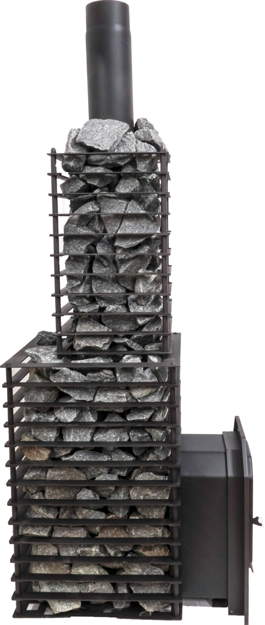 COZY HEAT COZY Quattro TW Thru-Wall Square Style Sauna Stove With Sauna Stones - Wood-Burning Sauna Heater