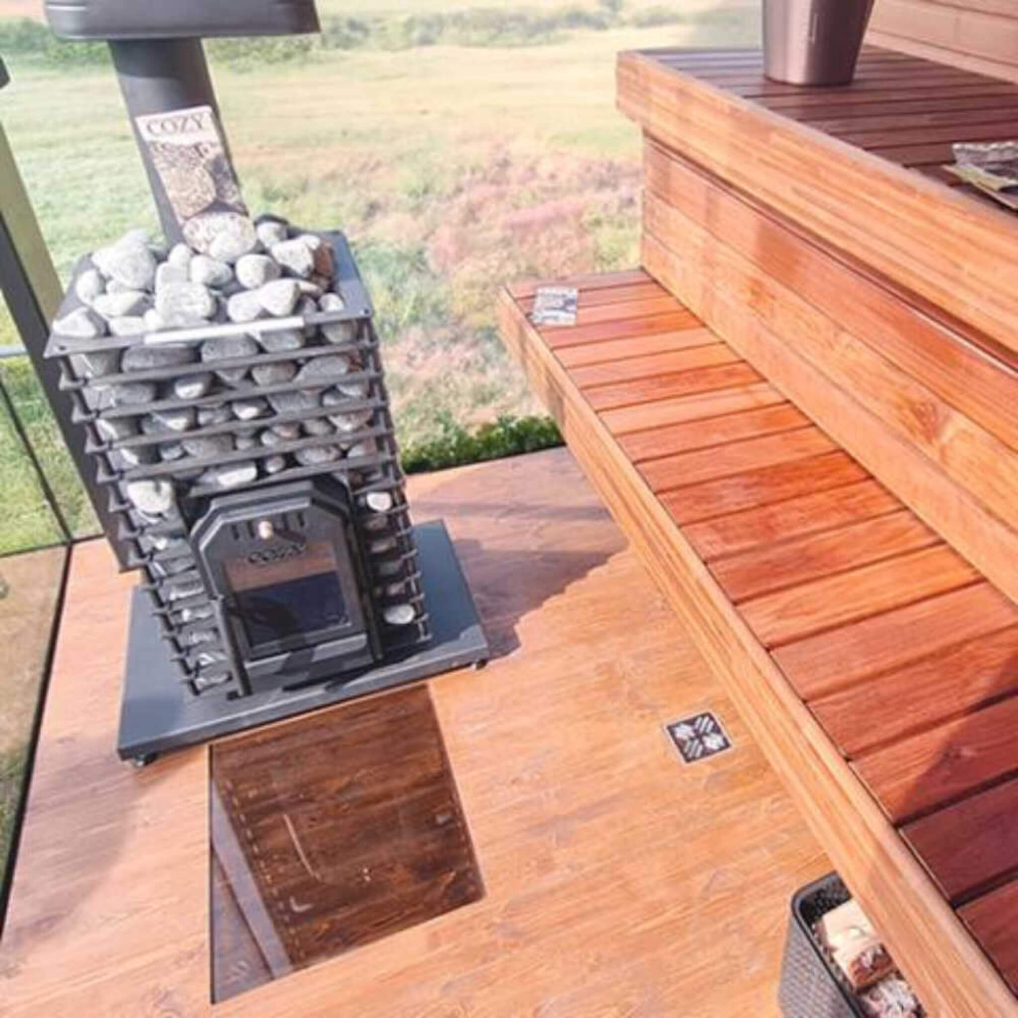 COZY HEAT COZY Quattro Wood-Fired Sauna Stove With Sauna Stones - Wood-Burning Sauna Heater