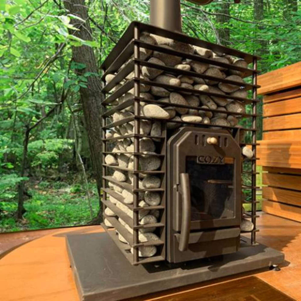COZY HEAT COZY Quattro Wood-Fired Sauna Stove With Sauna Stones - Wood-Burning Sauna Heater