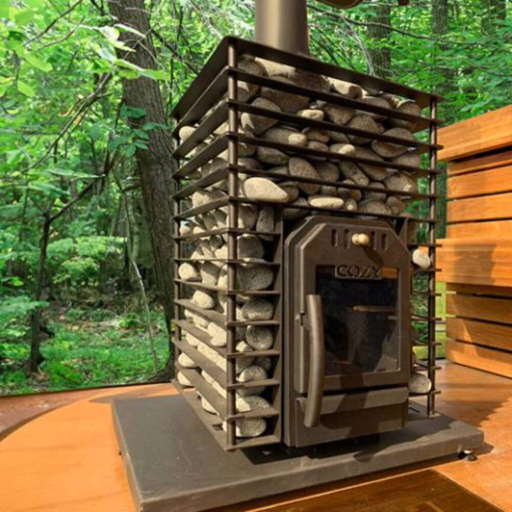 COZY HEAT COZY Quattro Wood-Fired Sauna Stove With Sauna Stones - Wood-Burning Sauna Heater