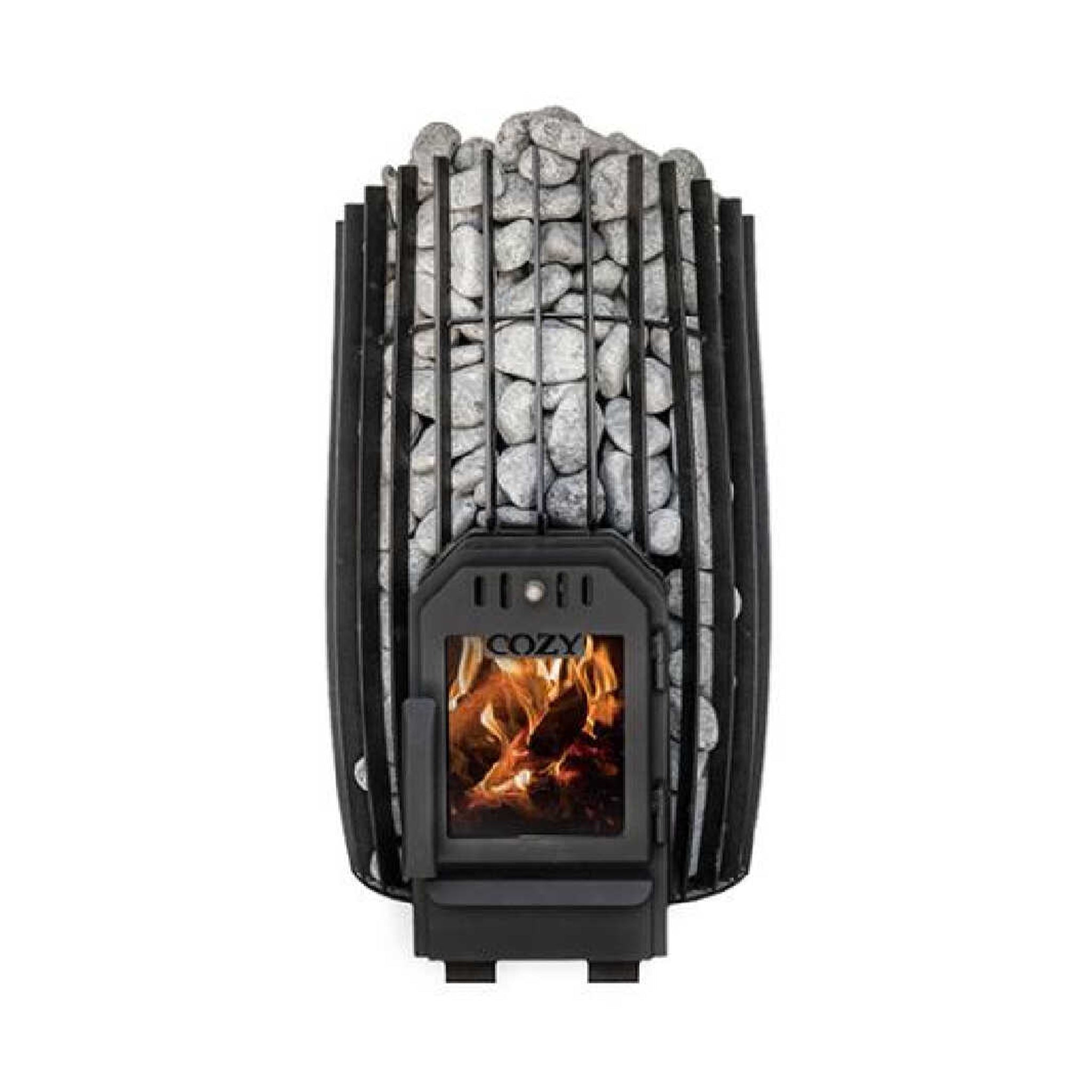 COZY HEAT COZY SW-TW Thru-Wall Wood Burning Sauna Stove With Sauna Stones - Wood-Burning Sauna Heater