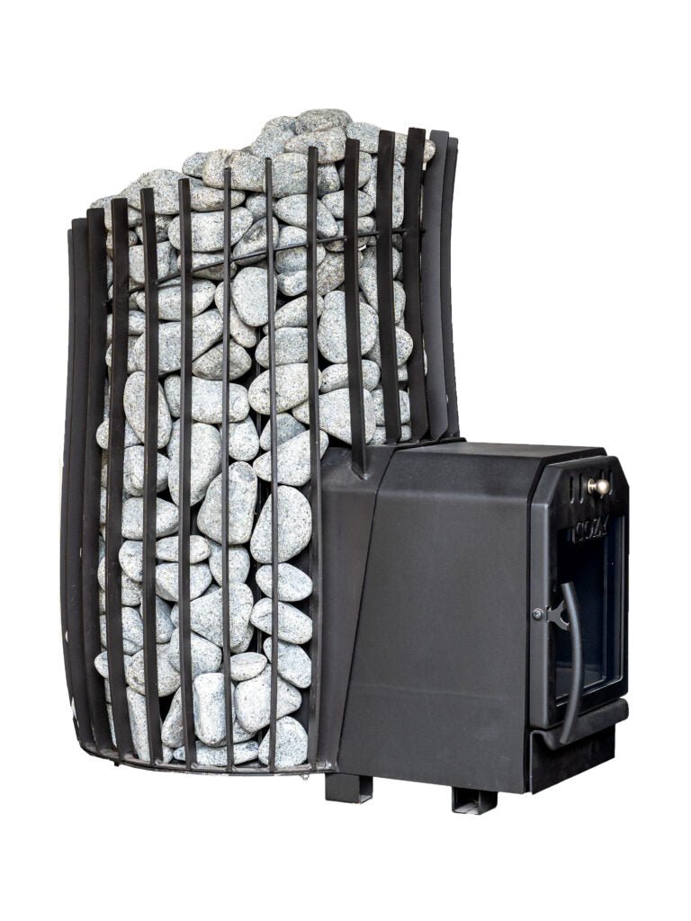 COZY HEAT COZY SW-TW Thru-Wall Wood Burning Sauna Stove With Sauna Stones - Wood-Burning Sauna Heater