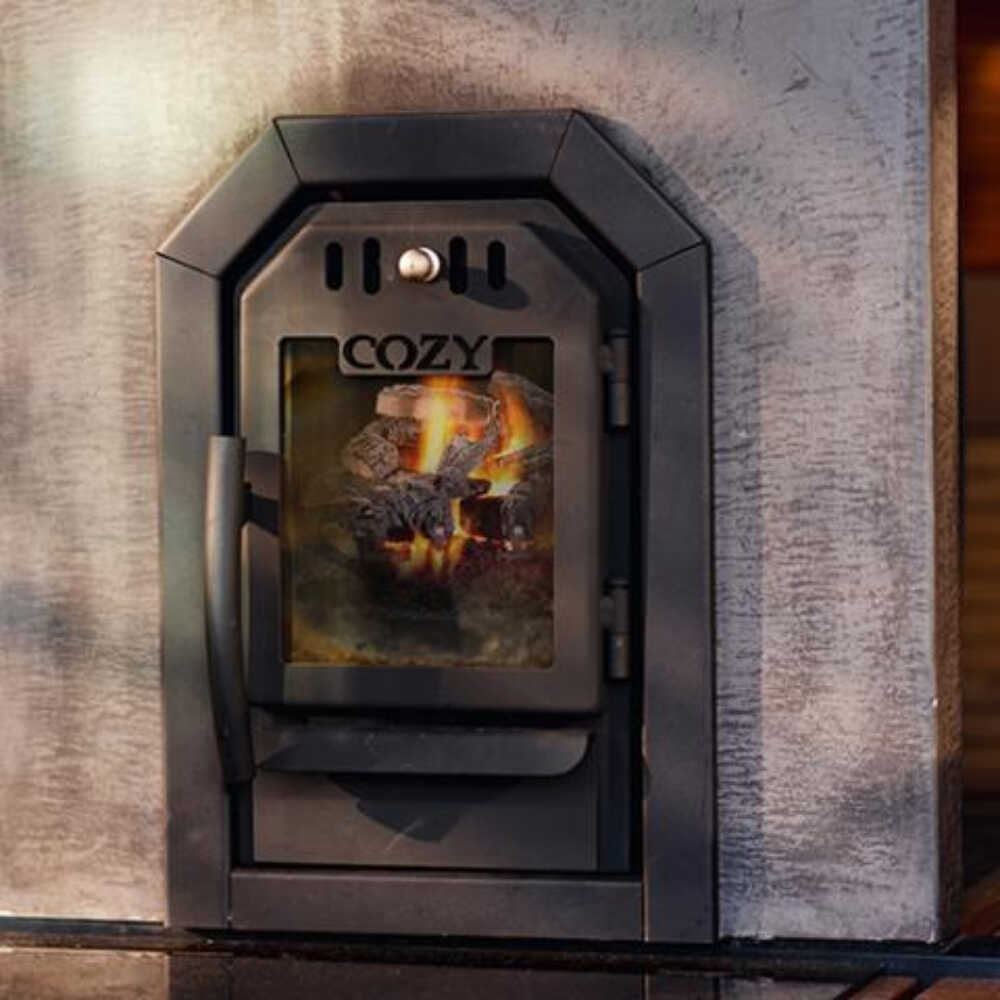 COZY HEAT COZY SW-TW Thru-Wall Wood Burning Sauna Stove With Sauna Stones - Wood-Burning Sauna Heater