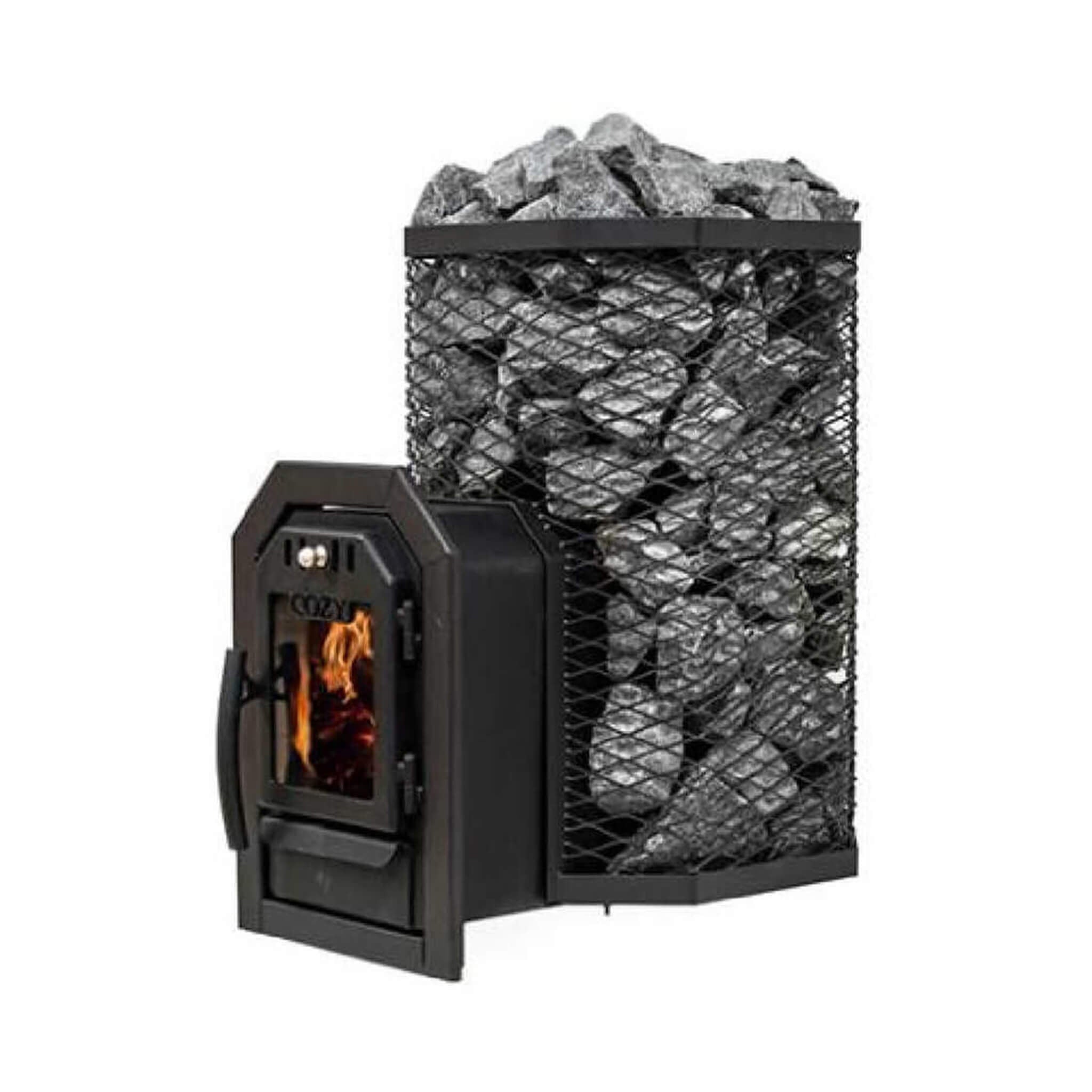 COZY HEAT COZY TW Thru-Wall Wood Burning Sauna Heater Stove - Wood-Burning Sauna Heater