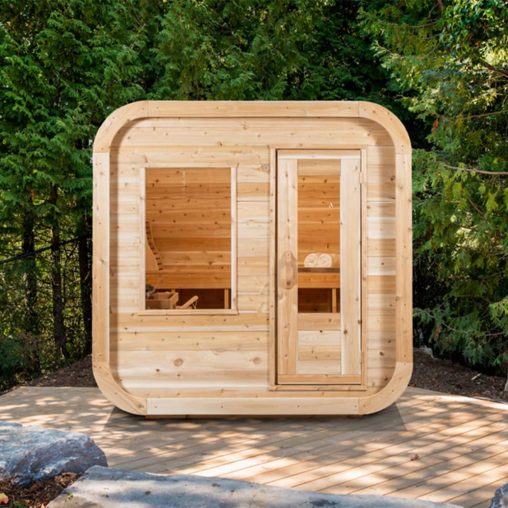 Leisurecraft Dundalk Leisurecraft 4-Person Canadian Timber Luna Cube Sauna - Traditional Sauna