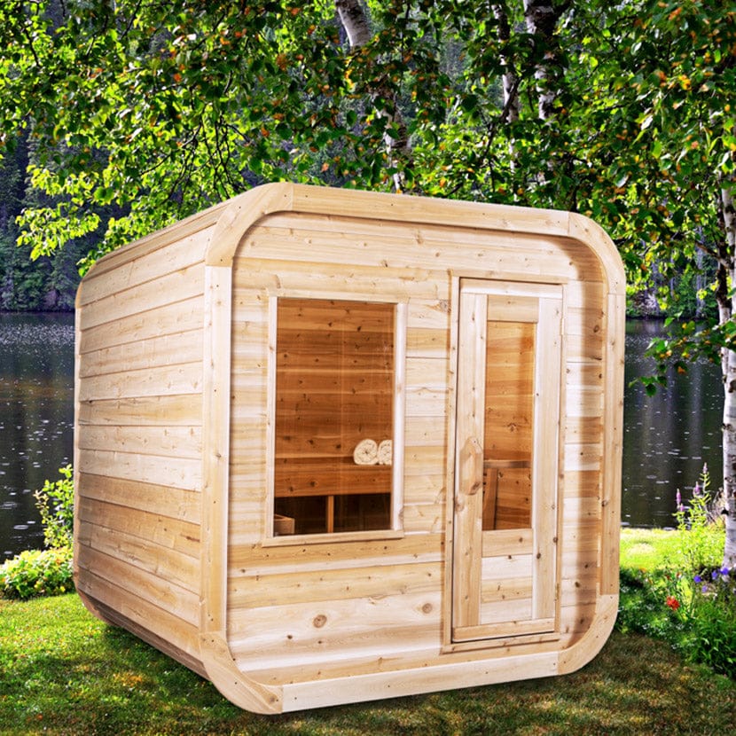 Leisurecraft Dundalk Leisurecraft 4-Person Canadian Timber Luna Cube Sauna - Traditional Sauna