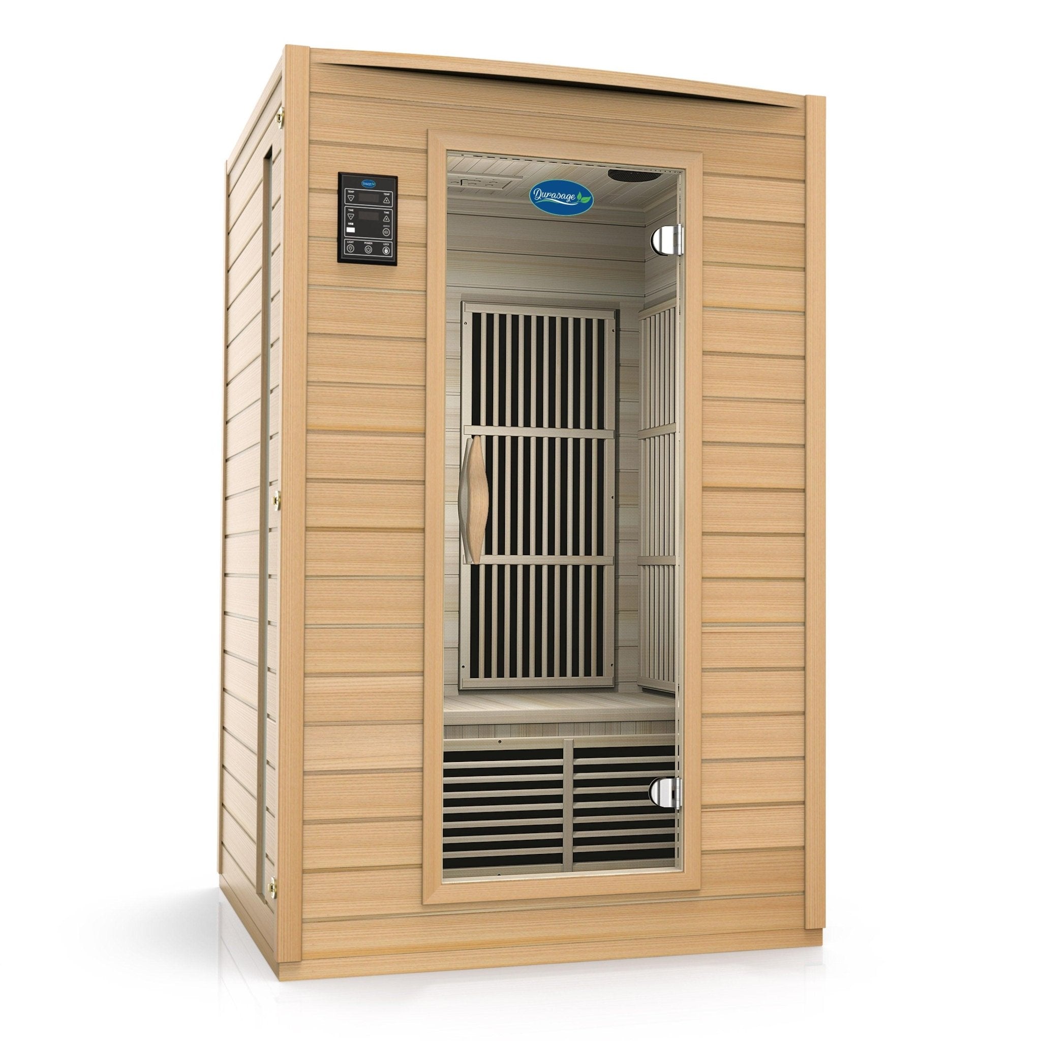 Durasage Health Durasage 2-Person Carbon Infrared Sauna - Canadian Hemlock Wooden Sauna - 1700 Watts - Premium Audio - Infrared Sauna