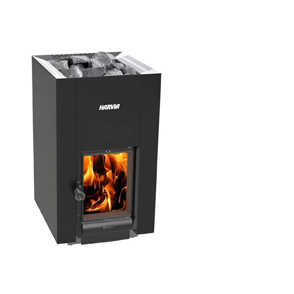 HARVIA Harvia GreenFlame 22 Linear 15.7KW Wood Sauna Stove With Sauna Stones-WKLI22GM - Wood-Burning Sauna Heater