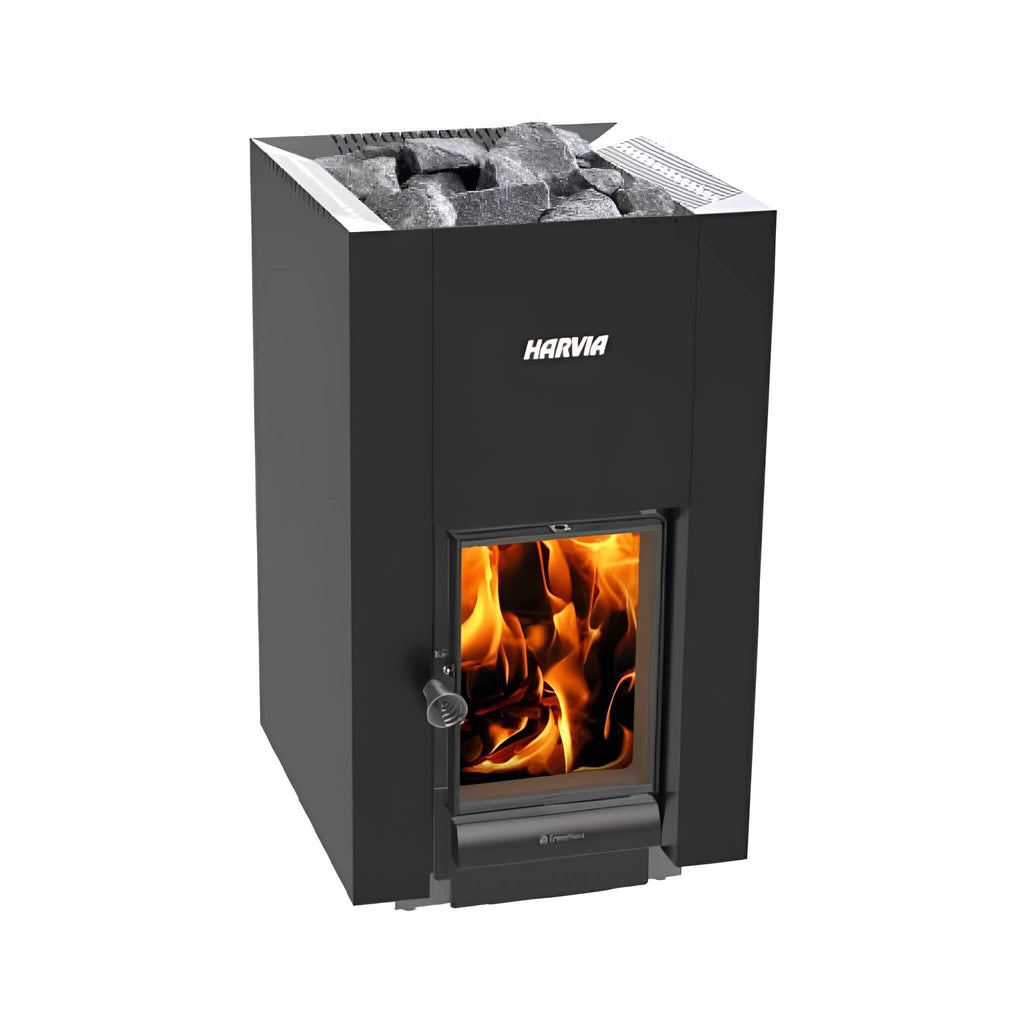 HARVIA Harvia GreenFlame 22 Linear 15.7KW Wood Sauna Stove With Sauna Stones-WKLI22GM - Wood-Burning Sauna Heater