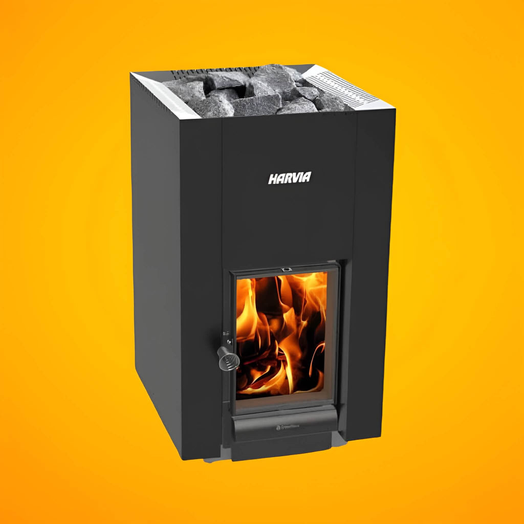 HARVIA Harvia GreenFlame 22 Linear 15.7KW Wood Sauna Stove With Sauna Stones-WKLI22GM - Wood-Burning Sauna Heater
