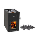 HARVIA Harvia GreenFlame ES 22 Linear 15.7KW Black Wood Sauna Stove With Sauna Stones - Wood-Burning Sauna Heater