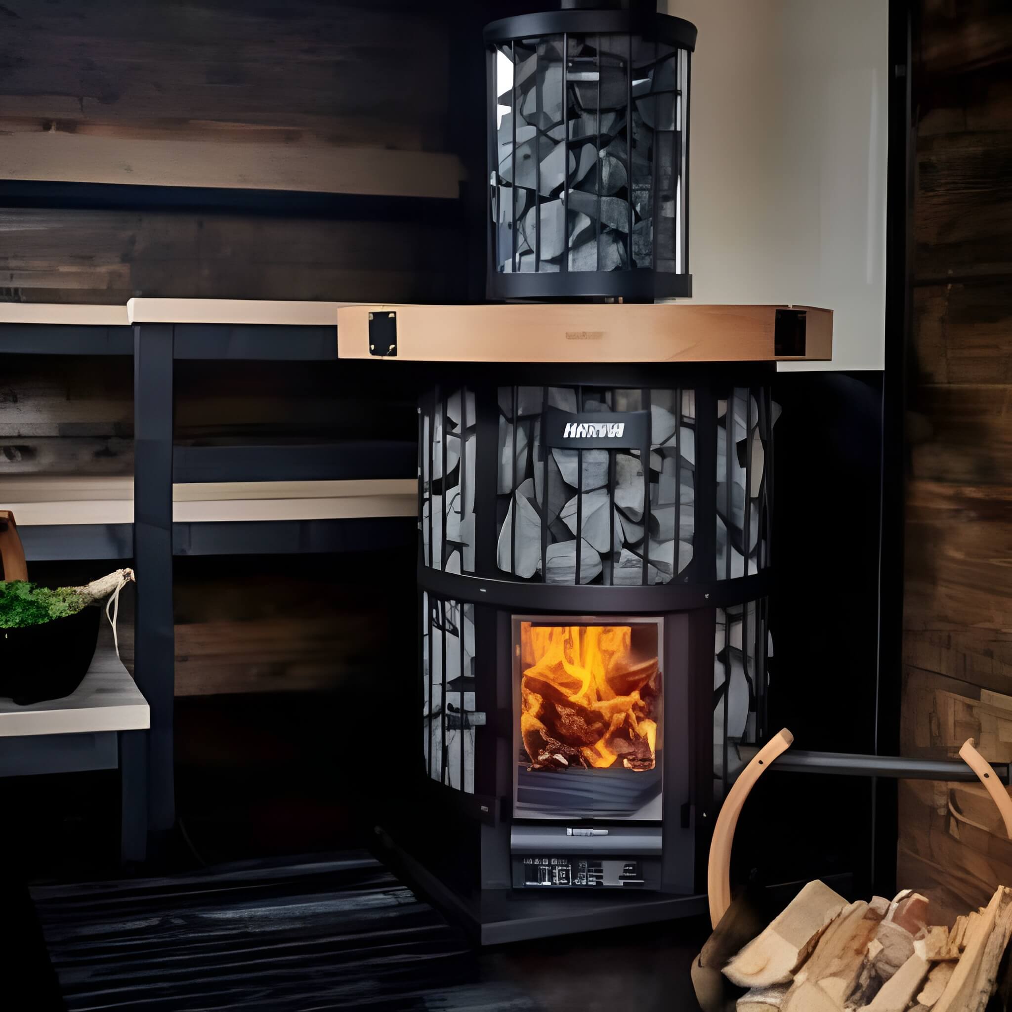 HARVIA Harvia GreenFlame Legend 240 Wood Sauna Stove With Sauna Stones, 15.9KW-WKLE20GM - Wood-Burning Sauna Heater