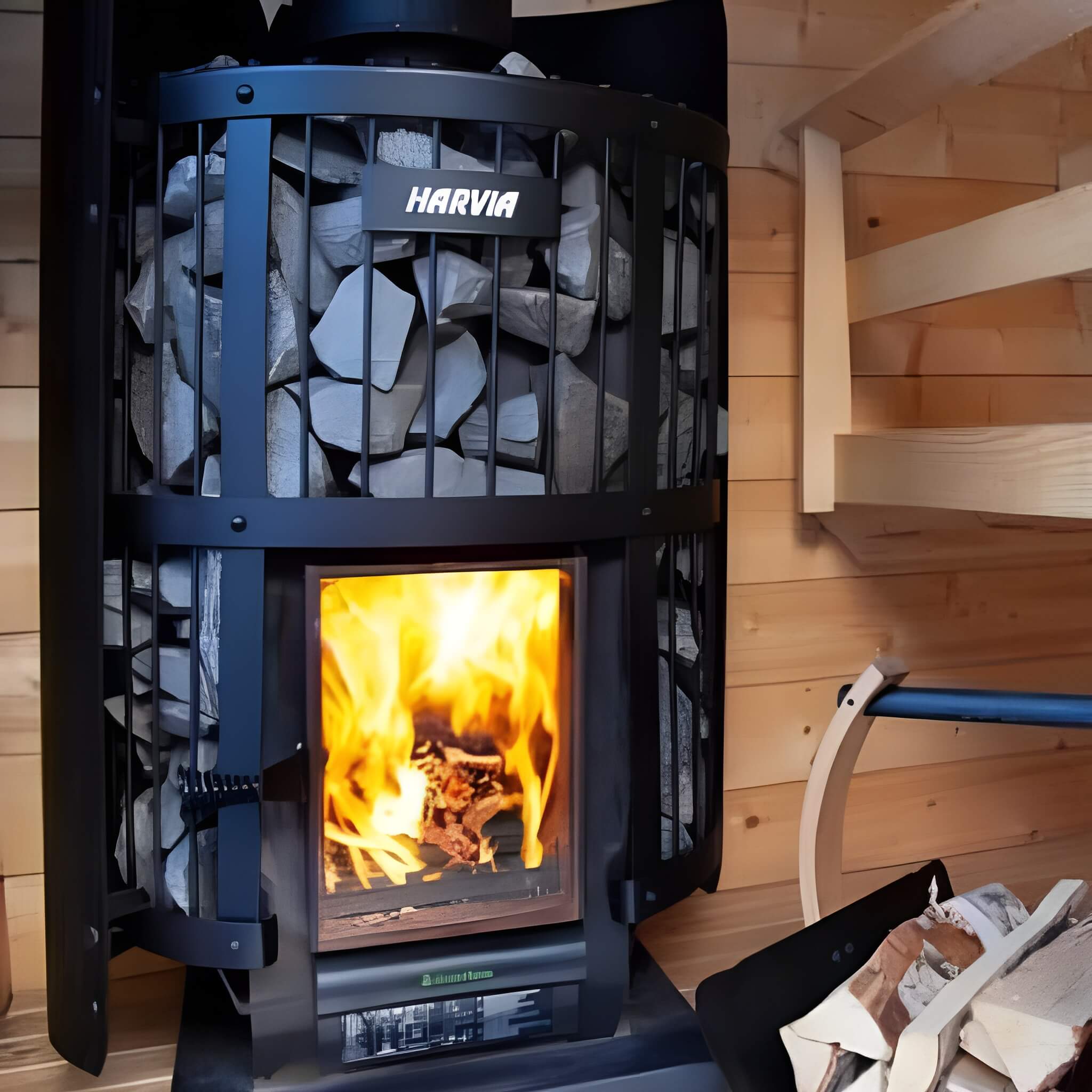 HARVIA Harvia GreenFlame Legend 240 Wood Sauna Stove With Sauna Stones, 15.9KW-WKLE20GM - Wood-Burning Sauna Heater