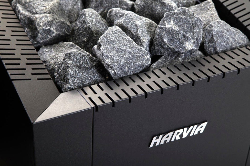 HARVIA Harvia Linear Black Wood Sauna Stove With Sauna Stones-WK160C/WK200C/WK280C - Wood-Burning Sauna Heater
