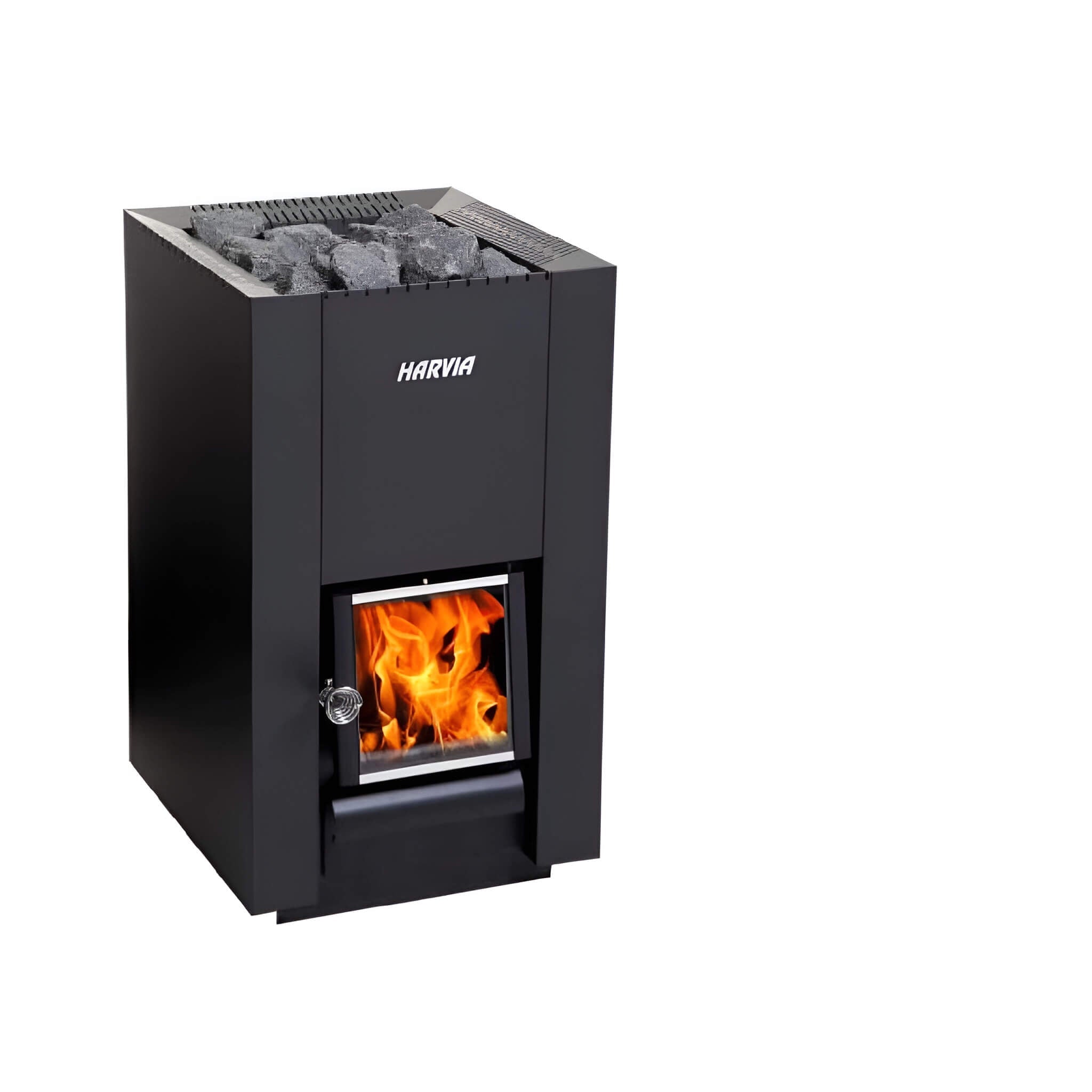HARVIA Harvia Linear Black Wood Sauna Stove With Sauna Stones-WK160C/WK200C/WK280C - Wood-Burning Sauna Heater