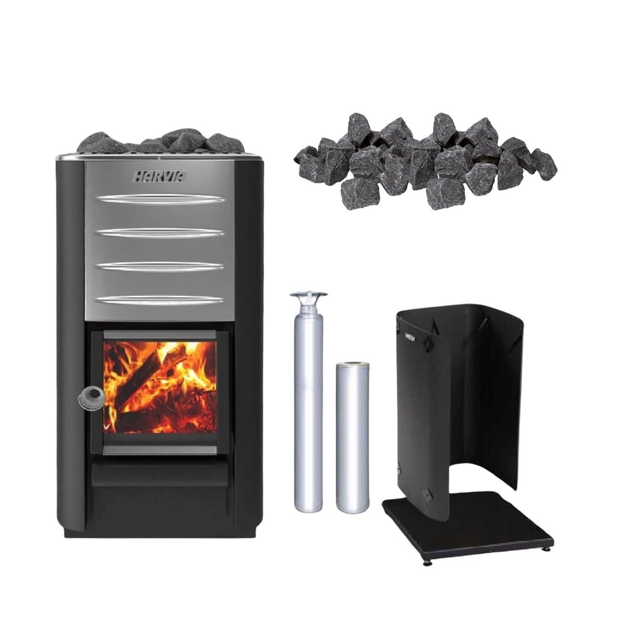 HARVIA Harvia M3 16.5KW Premium Wood-Burning Sauna Stove Kit Package - Wood-Burning Sauna Heater