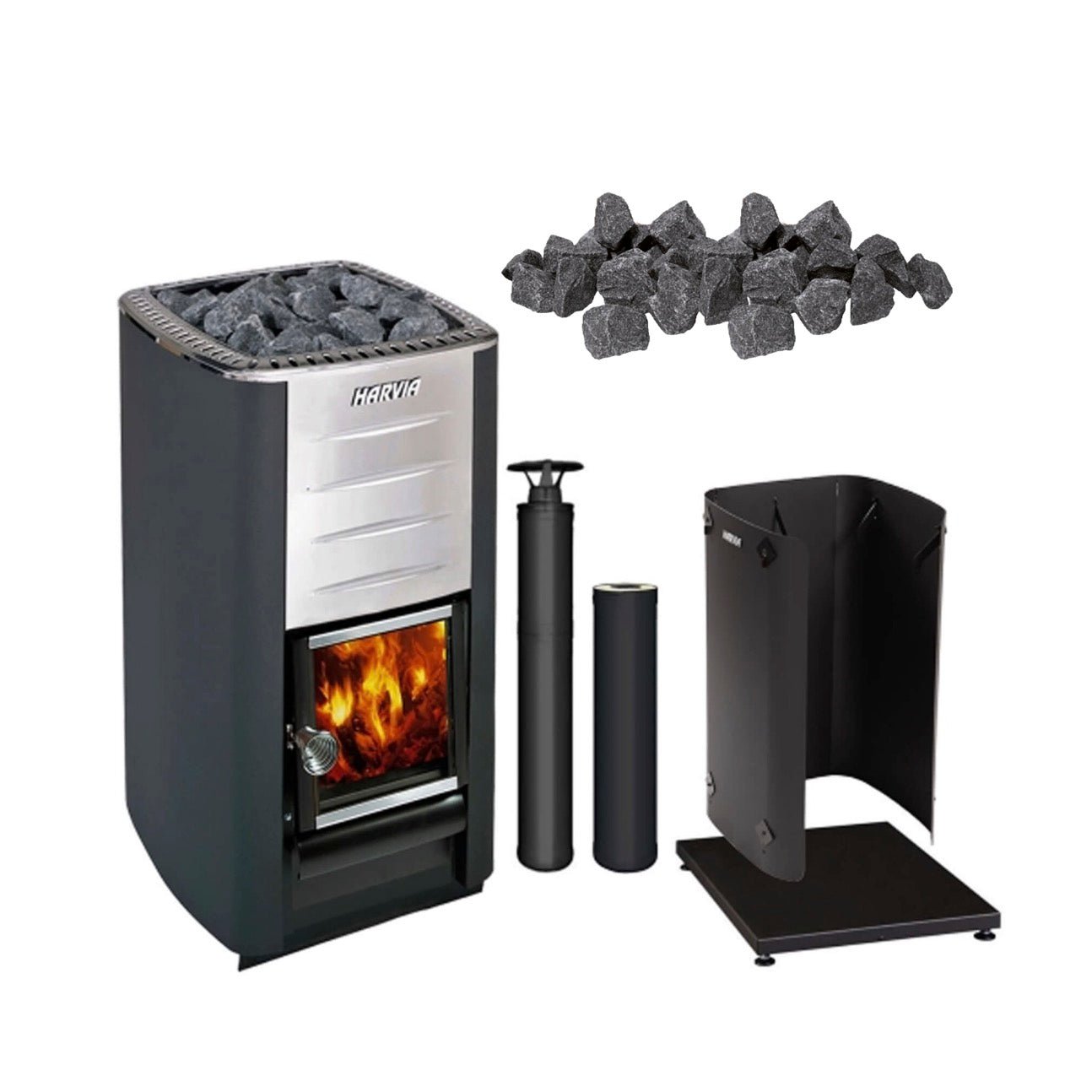 HARVIA Harvia M3 16.5KW Premium Wood-Burning Sauna Stove Kit Package - Wood-Burning Sauna Heater
