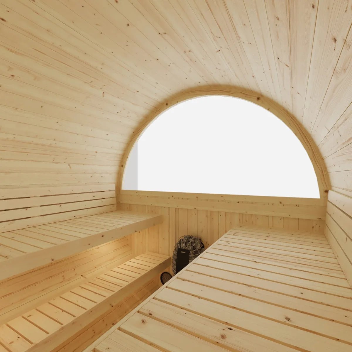Finnish Sauna Builders Helsinki Finnish Barrel Sauna with Terrace and WiFi Heater By Finnish Sauna Builders - Traditional Sauna