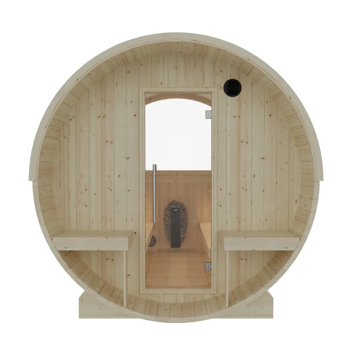 Finnish Sauna Builders Helsinki Finnish Barrel Sauna with Terrace and WiFi Heater By Finnish Sauna Builders - Traditional Sauna