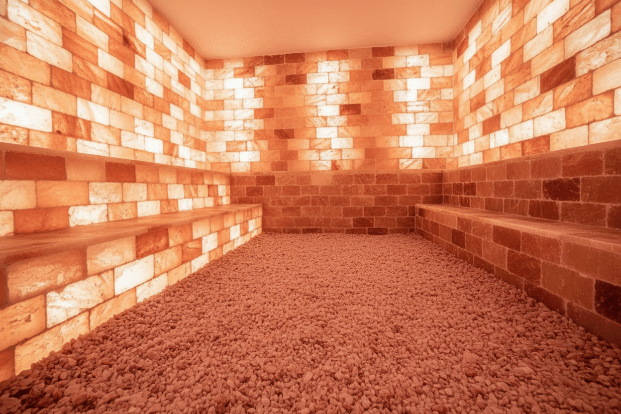 Black Tai Salt Co. Himalayan Salt Sauna 4' x 4' Surface Area - 16 Sq feet - Salt Bricks