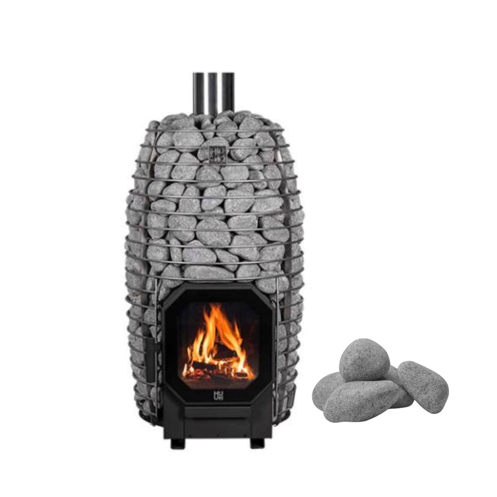 HUUM HUUM Hive Flow LS Wood-Burning Sauna Stove 9.8KW With Firebox Extension & Sauna Stones - Wood-Burning Sauna Heater