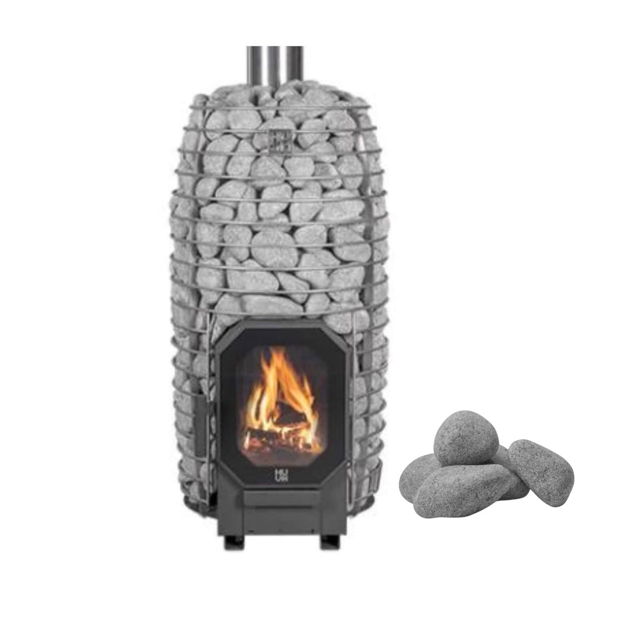 HUUM HUUM Hive Flow Mini LS Wood-Burning Sauna Stove 8.5KW With Firebox Extension & Sauna Stones - Wood-Burning Sauna Heater