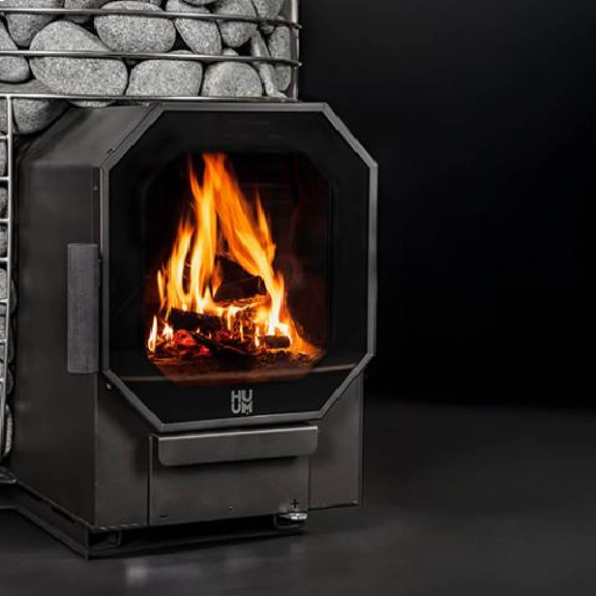 HUUM HUUM Hive Flow Wood-Burning Sauna Stove 9.8KW With Sauna Stones - Wood-Burning Sauna Heater