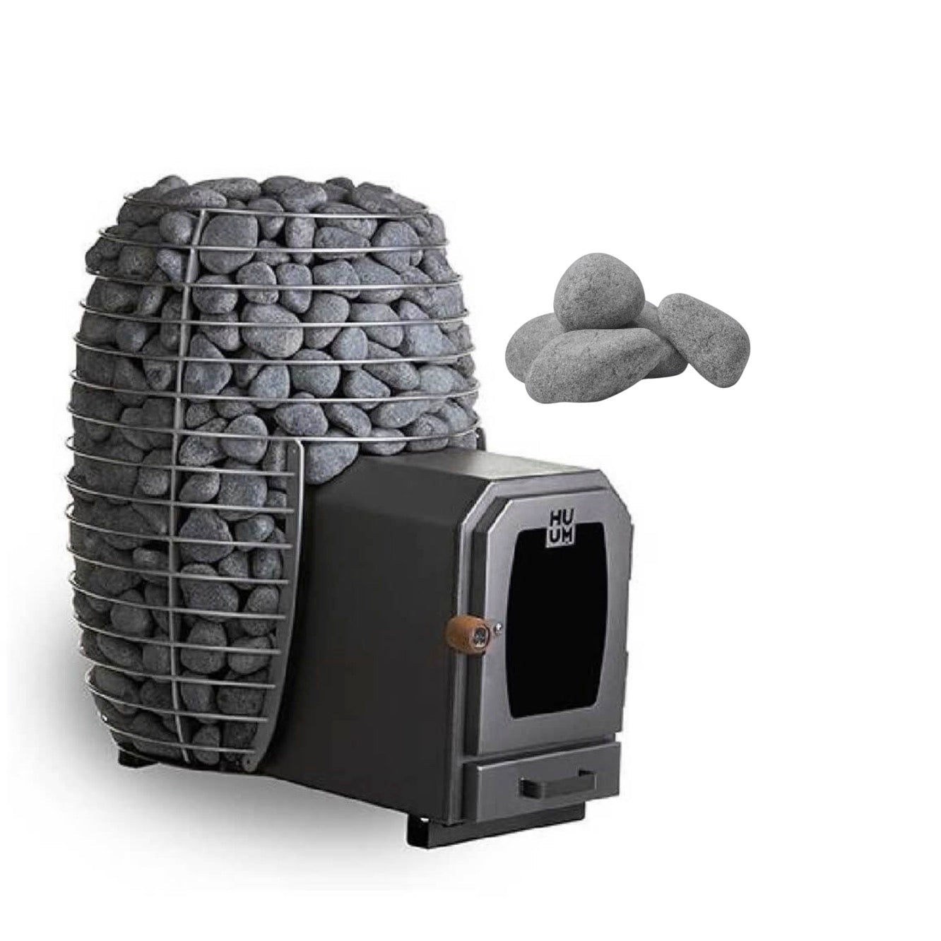 HUUM HUUM Hive Wood LS Sauna Stove 17KW With Firebox Extension & Sauna Stones - Wood-Burning Sauna Heater