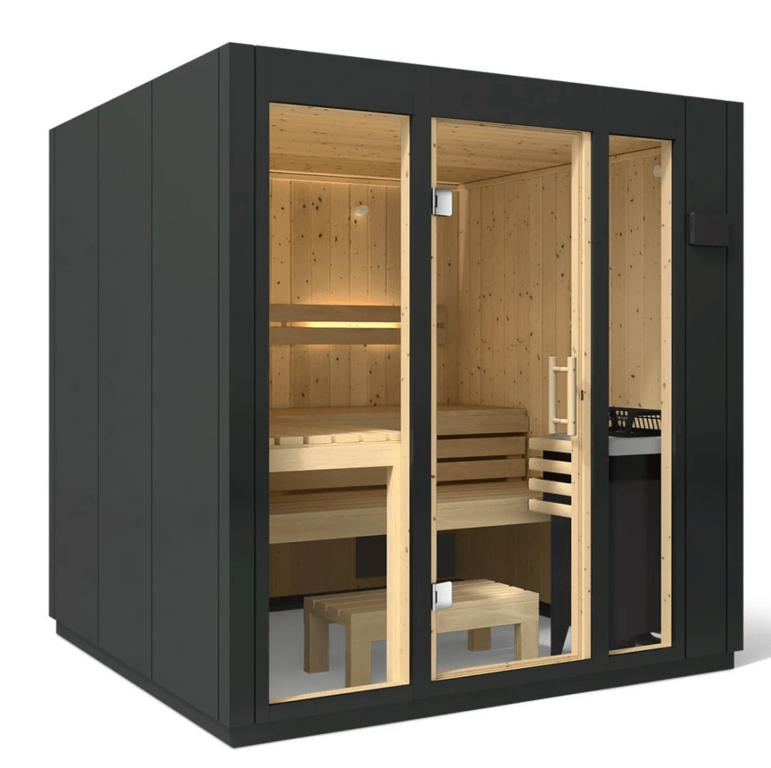 Kohler Kohler C1 Indoor Graphite Gray Freestanding Alcove Design Sauna Kit - Traditional Sauna