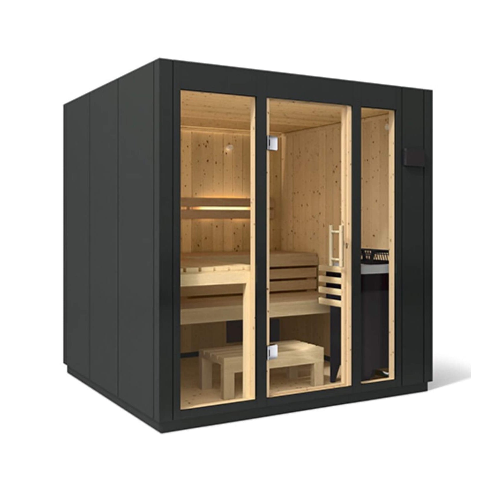 Kohler Kohler C1 Indoor Graphite Gray Freestanding Alcove Design Sauna Kit - Traditional Sauna