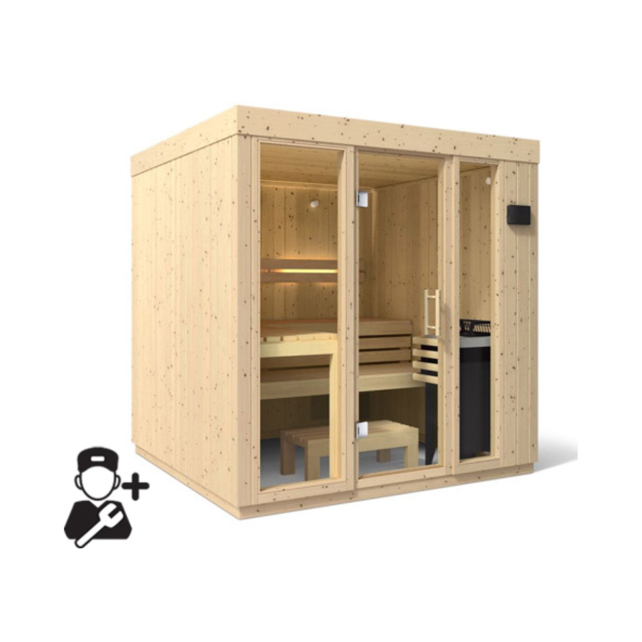 Kohler Kohler C1 Luxury Indoor Scandinavian Spruce Home Sauna Kit - Traditional Sauna