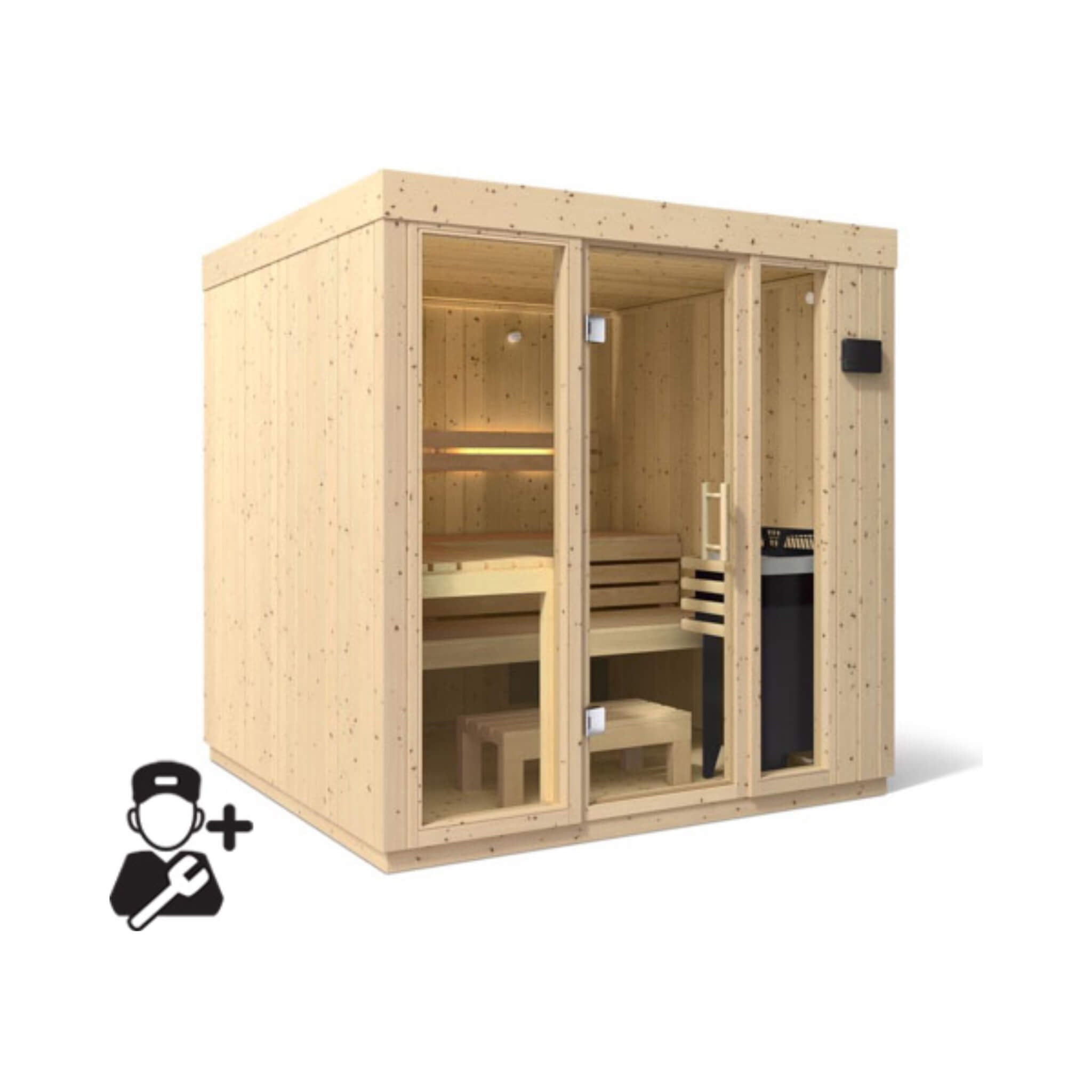 Kohler Kohler C1 Luxury Indoor Scandinavian Spruce Home Sauna Kit - Traditional Sauna