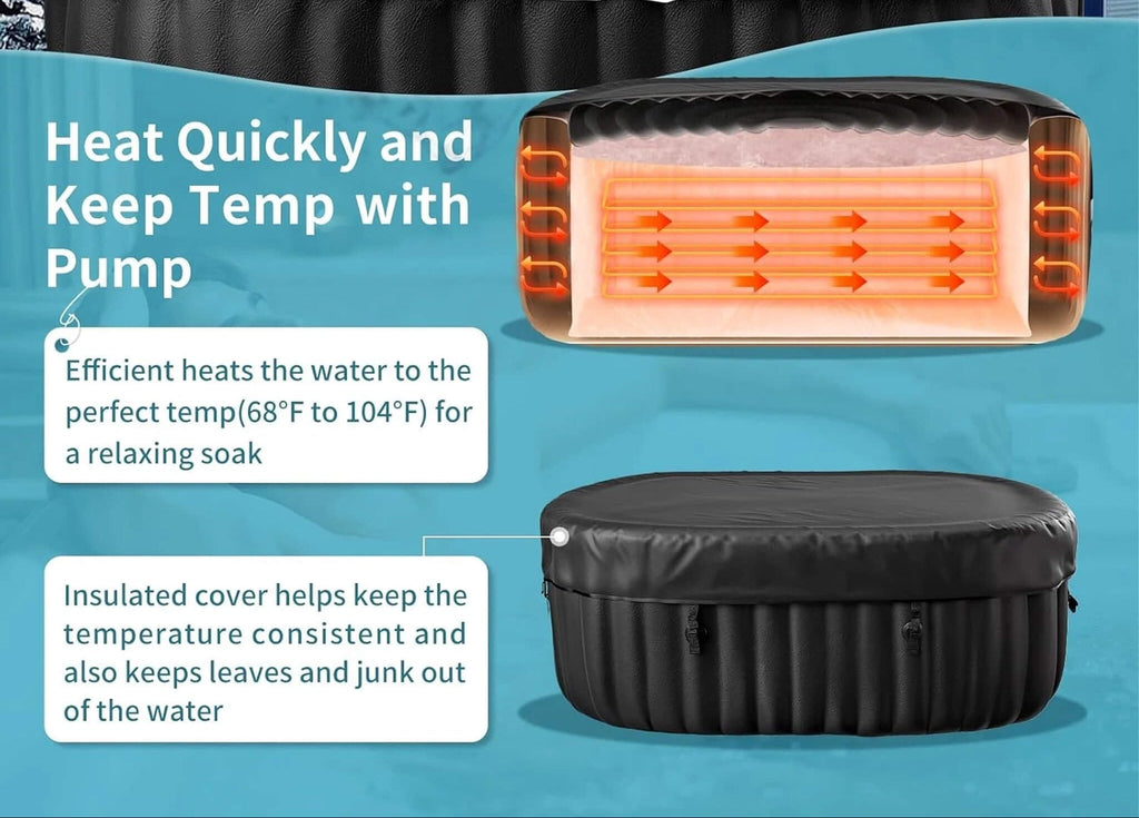 Premium Premium 2-Person Inflatable Hot Tub with 8-Color LED Lights - Hot Tubs