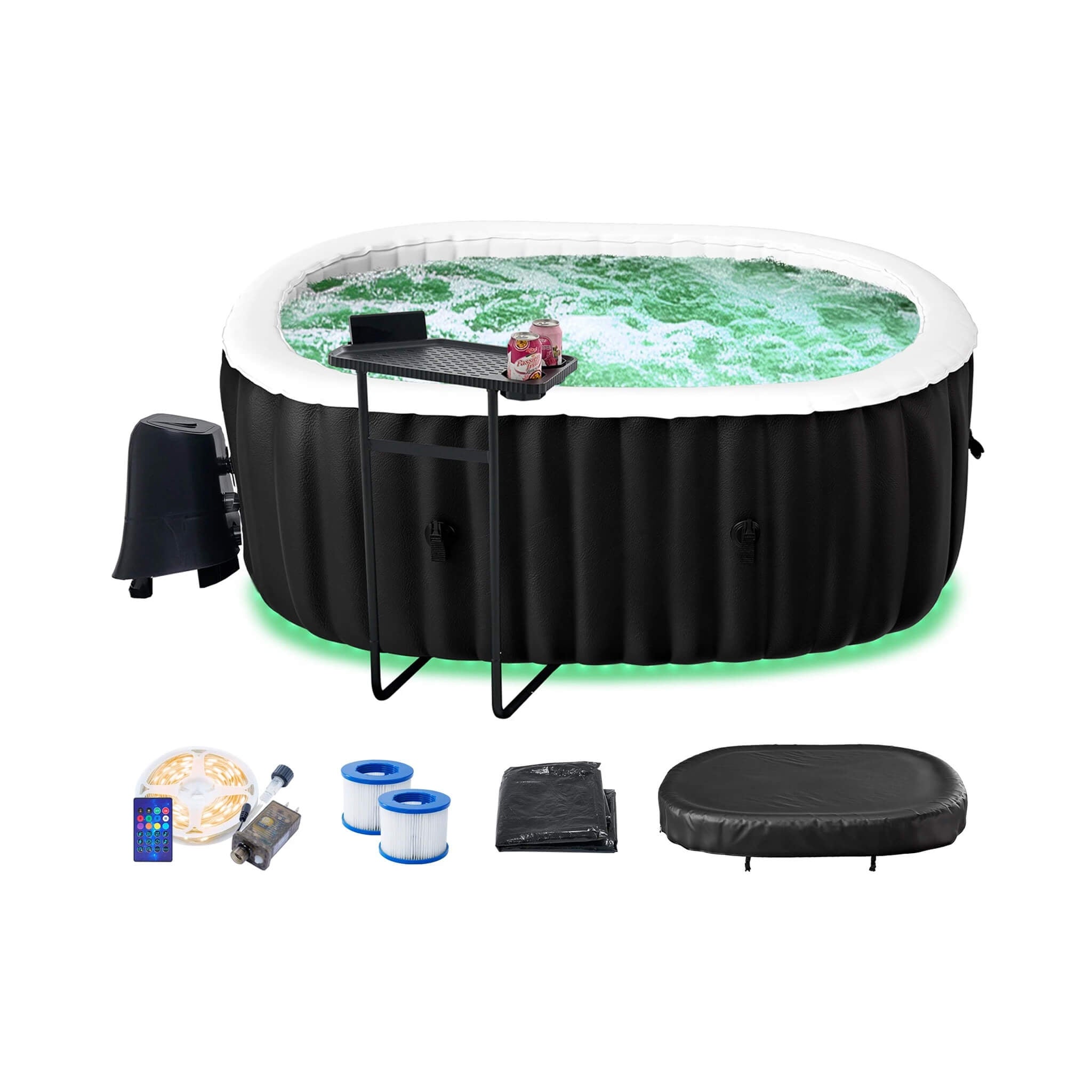 Premium Premium 2-Person Inflatable Hot Tub with 8-Color LED Lights - Hot Tubs