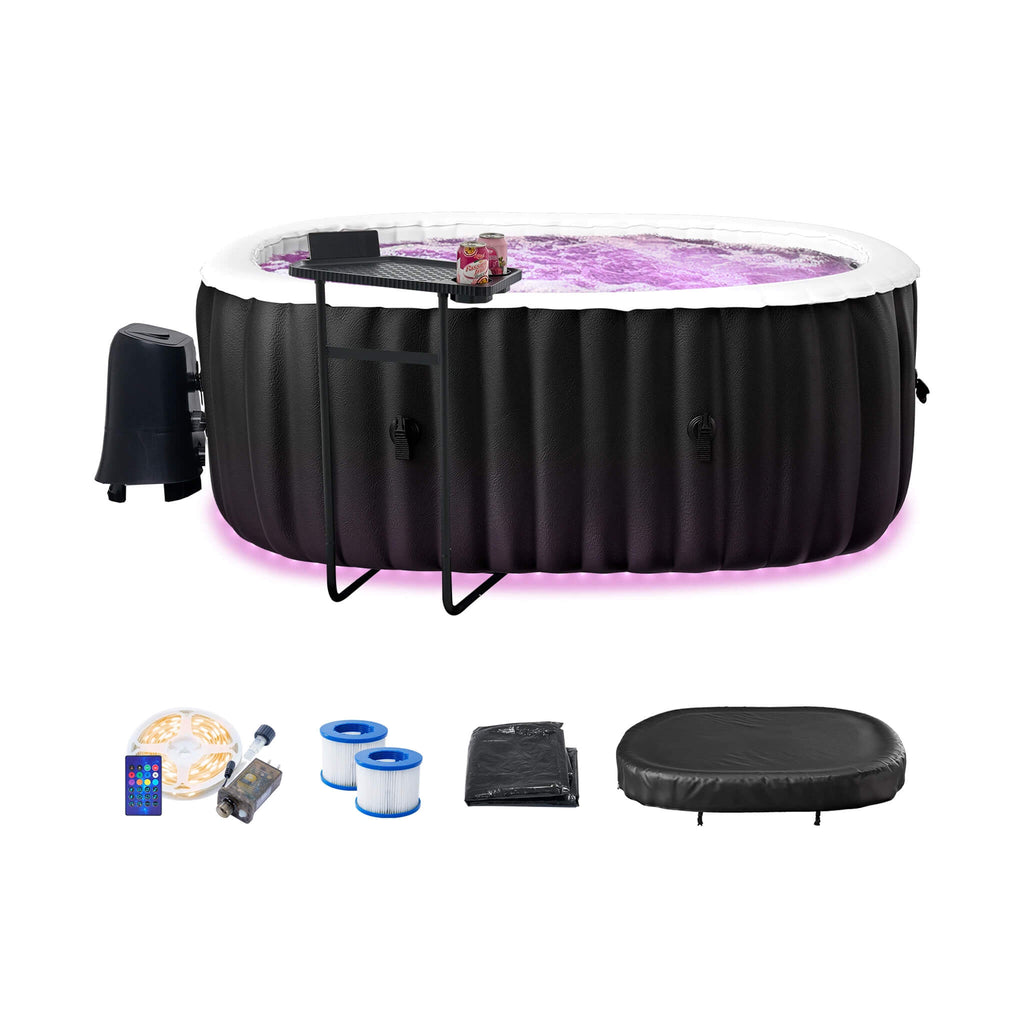 Premium Premium 2-Person Inflatable Hot Tub with 8-Color LED Lights - Hot Tubs