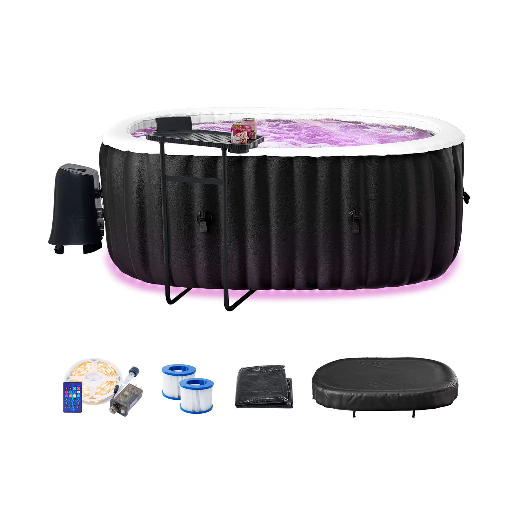 Premium Premium 2-Person Inflatable Hot Tub with 8-Color LED Lights - Hot Tubs