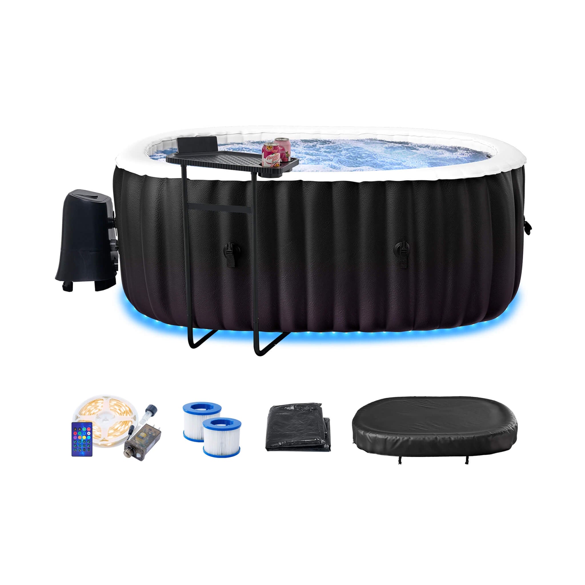 Premium Premium 2-Person Inflatable Hot Tub with 8-Color LED Lights - Hot Tubs