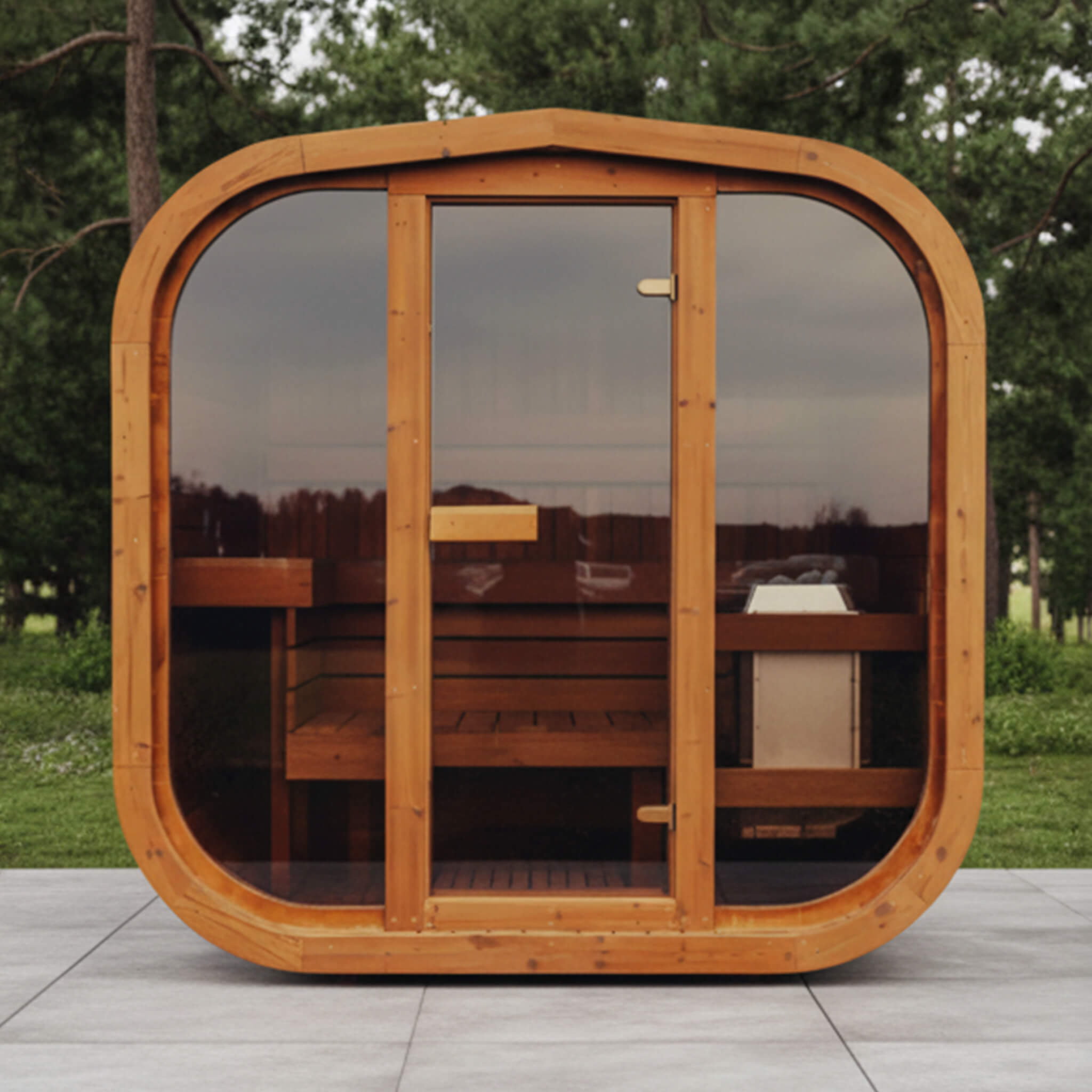 Scandinavian ThermoWood Premium 6-Person Outdoor Cube Sauna Kit With LED Lighting