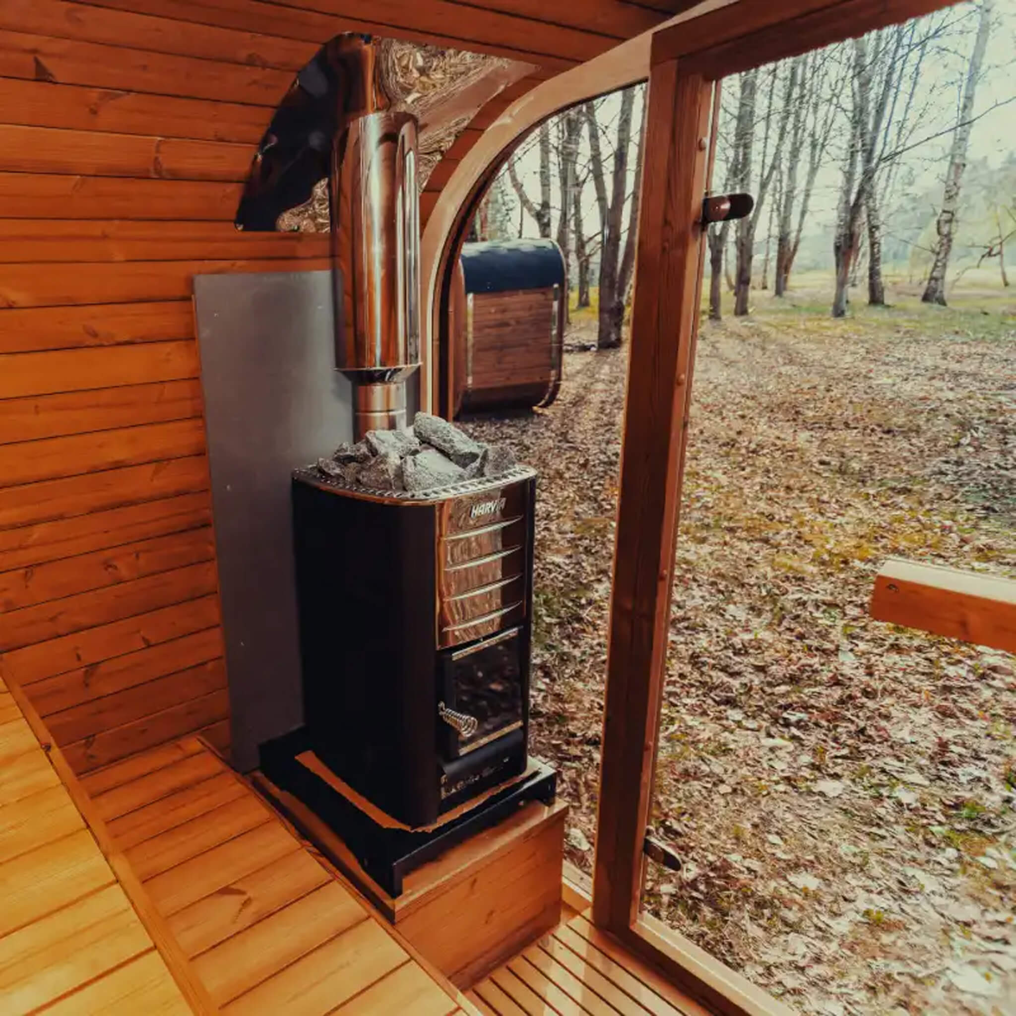 Scandinavian ThermoWood Premium 6-Person Outdoor Cube Sauna Kit With LED Lighting