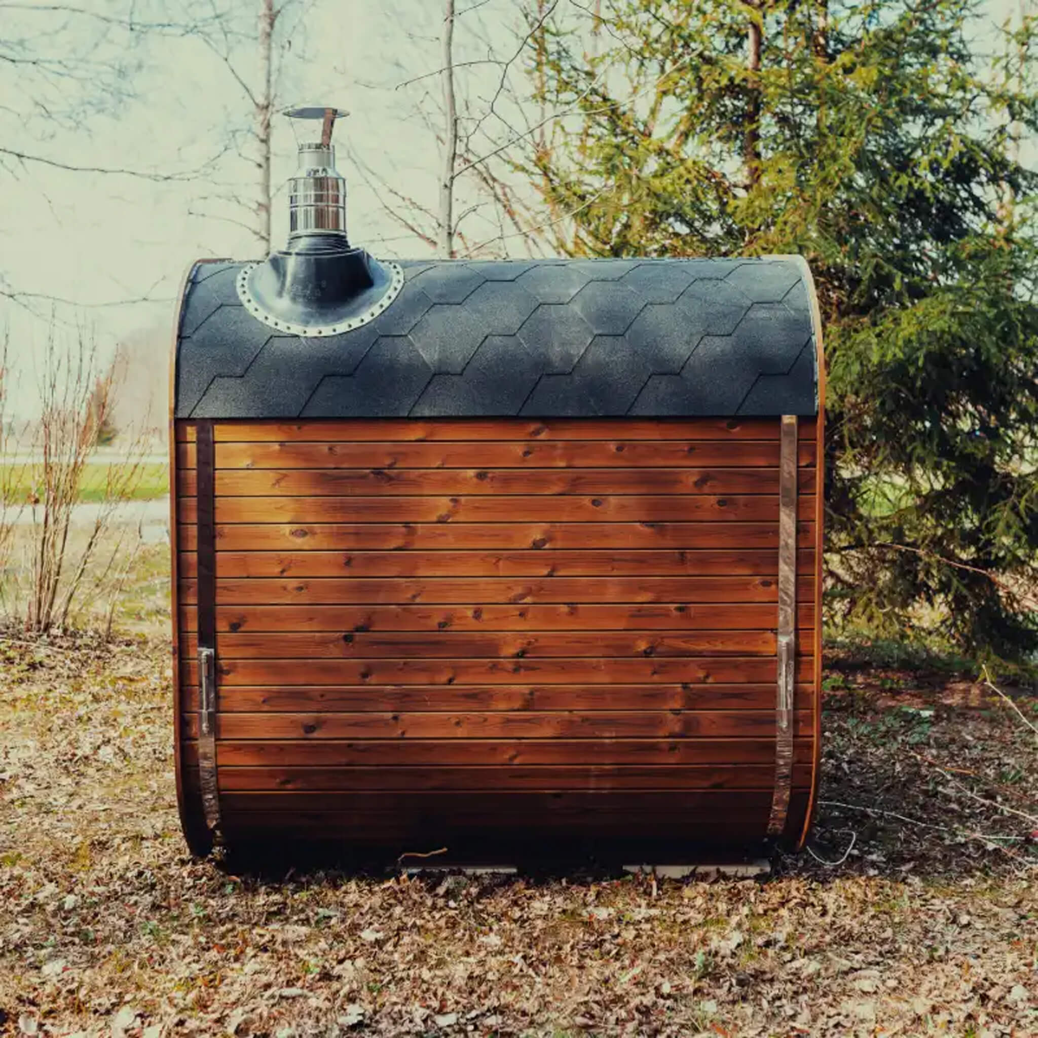 Scandinavian ThermoWood Premium 6-Person Outdoor Cube Sauna Kit With LED Lighting