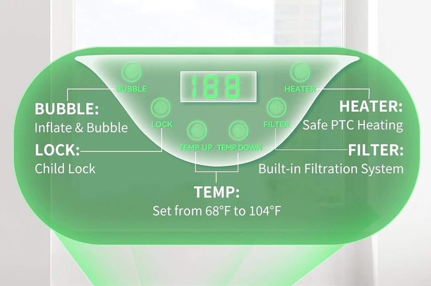 Premium Premium Large 4-Person Inflatable Hot Tub Kit With 8-Color LED Lights - Hot Tubs