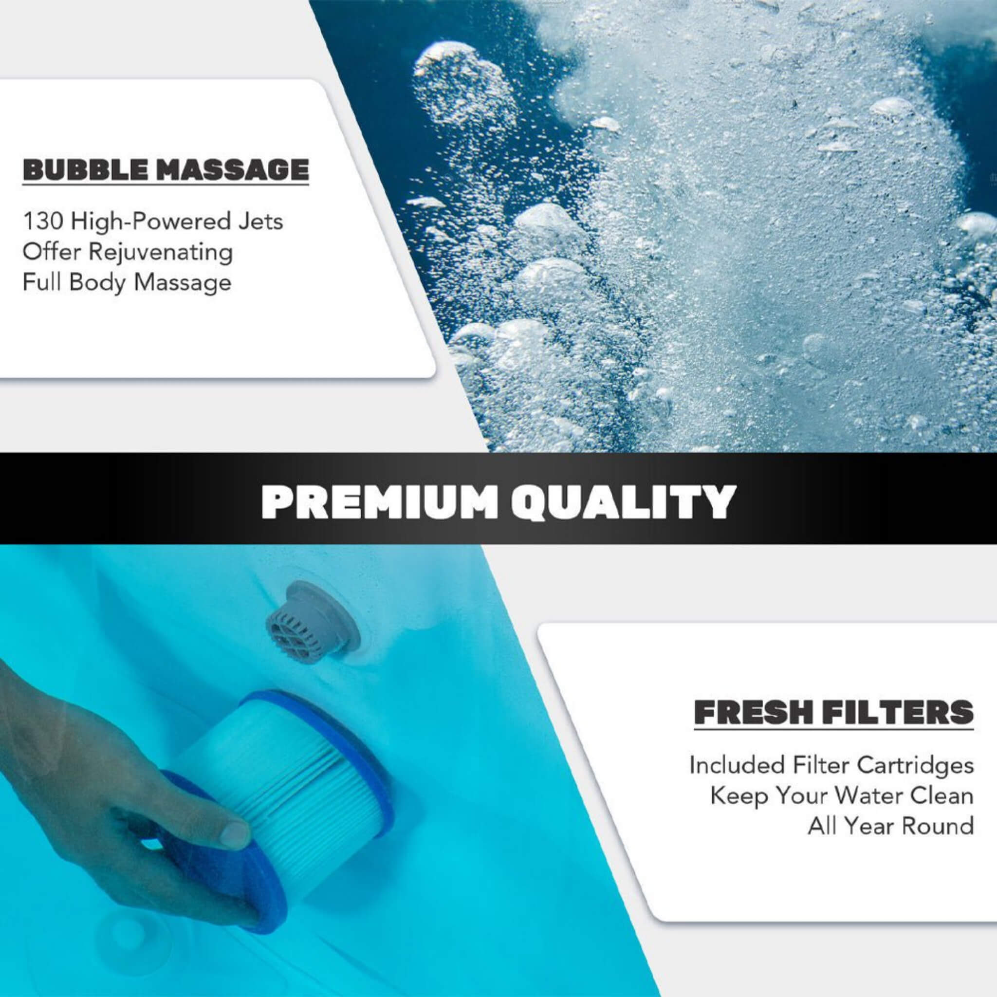 Premium Premium 7FT Blow Up 6-Person Sauna Pool Hot Tub With 130 Jets - Hot Tubs