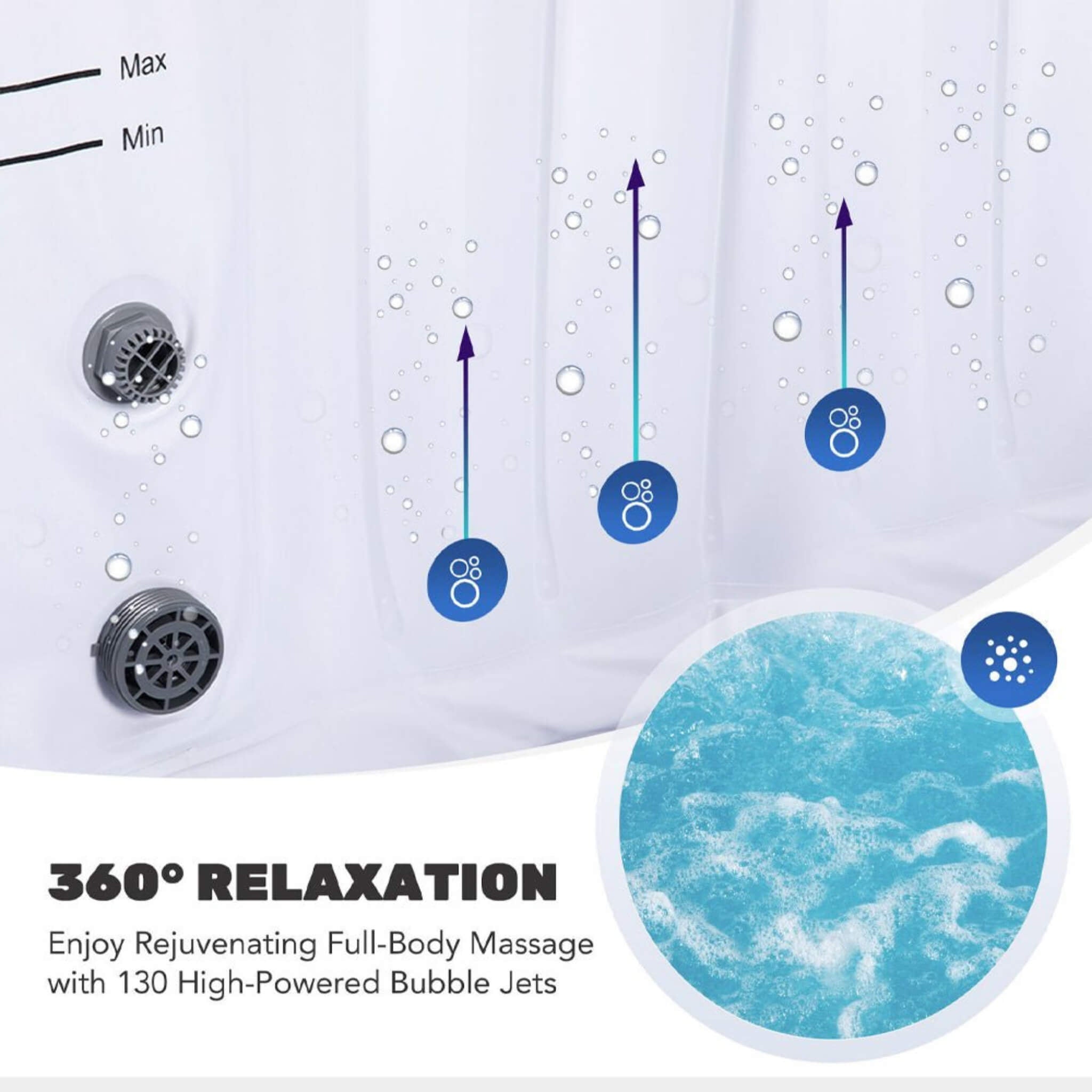 Premium Premium 7FT Blow Up 6-Person Sauna Pool Hot Tub With 130 Jets - Hot Tubs