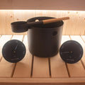 SaunaLife SaunaLife Bucket, Ladle, Hygrometer and Thermometer, Black - Sauna Accessories