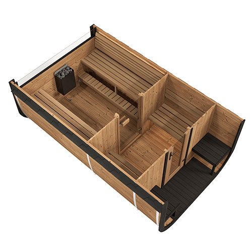 SaunaLife SaunaLife Cube-Series Model CL12GCP 8-Person Sauna with Changing Area & Front Porch - Traditional Sauna
